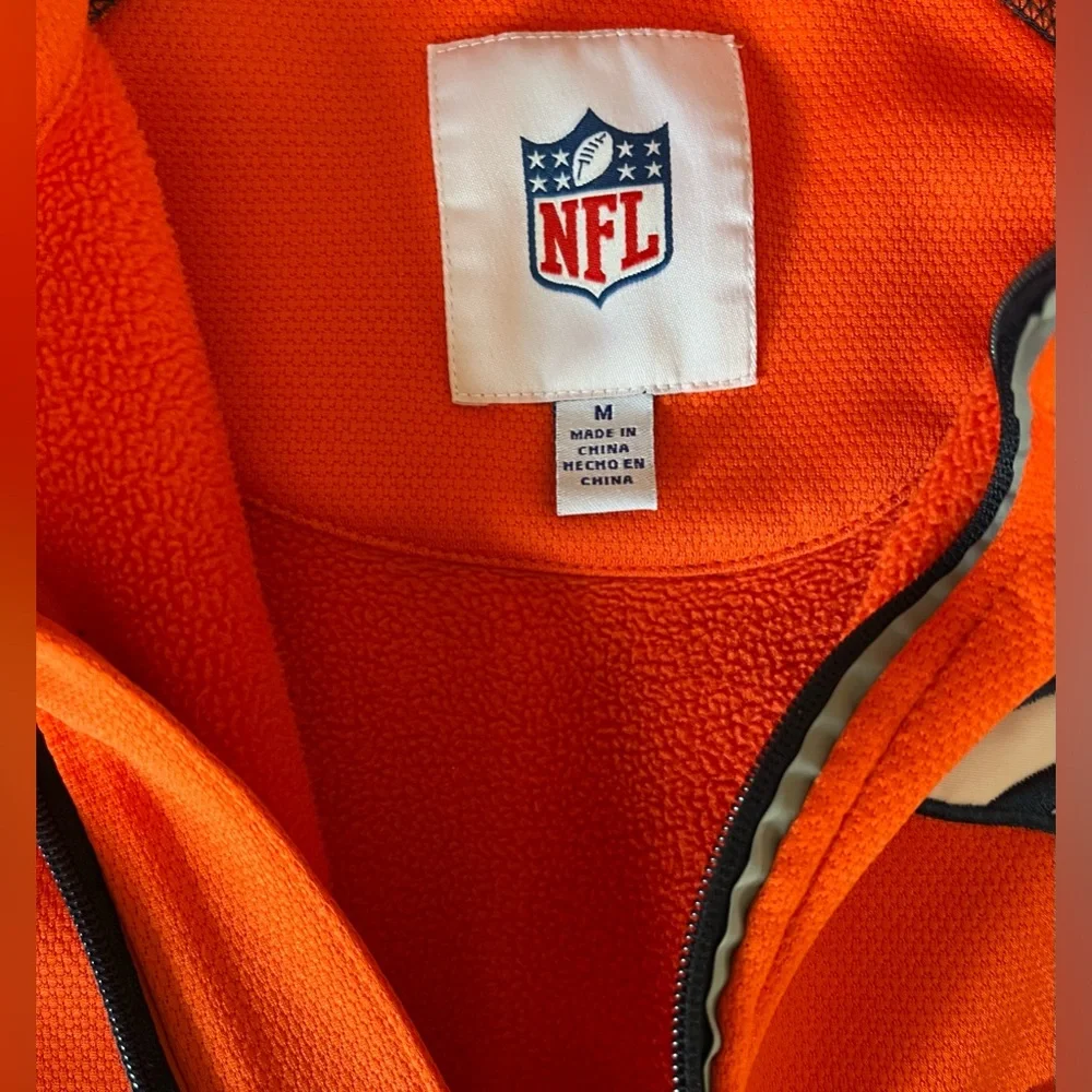Mens Denver Broncos NFL Full Zip Jacket Orange & Navy Blue, M